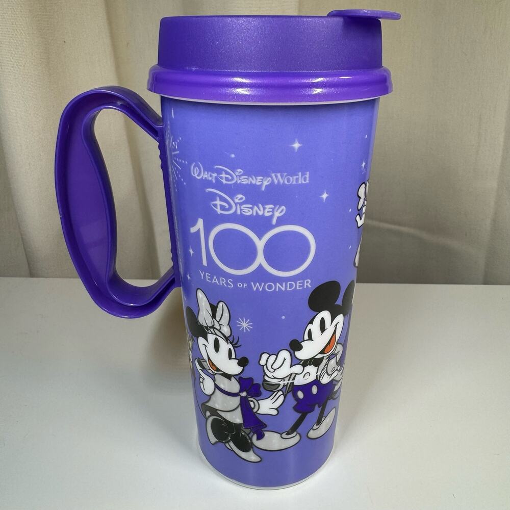 Walt Disney World 100th Anniversary Purple Resort Refillable Tumbler Cup Mug